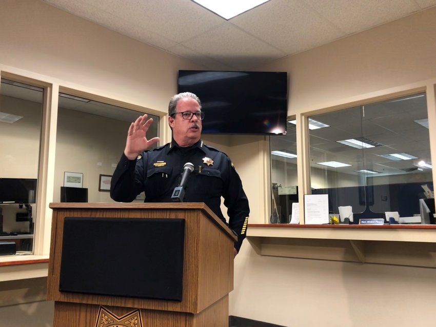 Sheriff Tony Spurlock speaks at a press conference at the Douglas County Sheriff's Office Wednesday, Jan. 15.